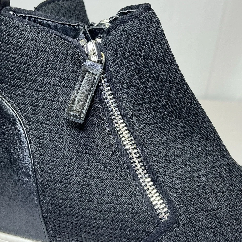 STEVE MADDEN Shoes Women 8M Caliber Bootie Sneakers CALI03S1 Black Leather Zip‎